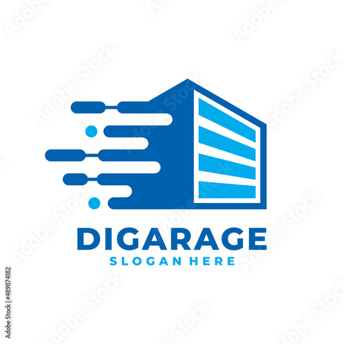 Digital garage logo vector. Future storage service logo template design concept.