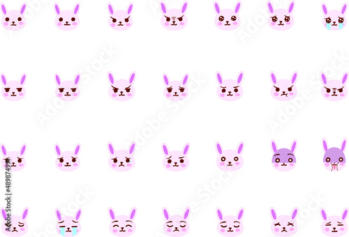 ピンクウサギの顔表情アイコン2