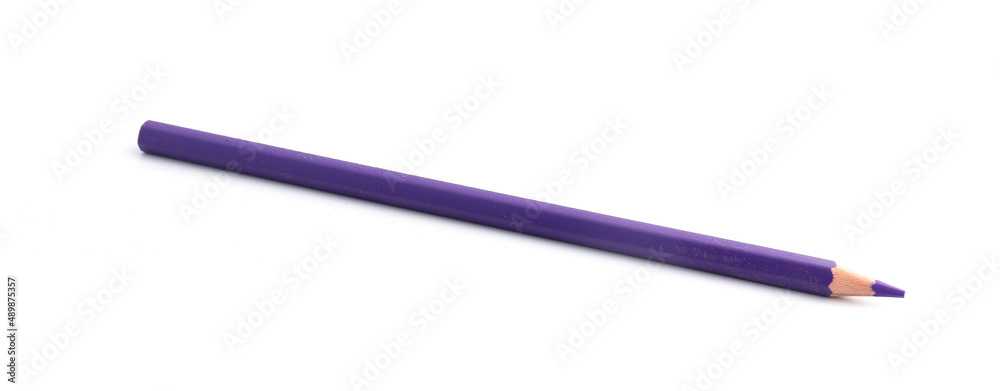 Purple pencil on white background