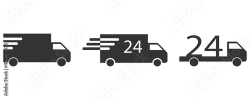 Fast delivery van icons.  24 hour delivery. eps10