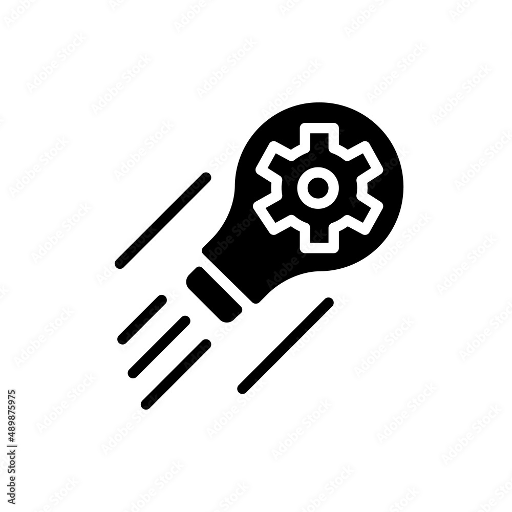 Development black glyph icon. Improvement and increasing. Business idea and innovation. Dynamic movement. Silhouette symbol on white space. Solid pictogram. Vector isolated illustration