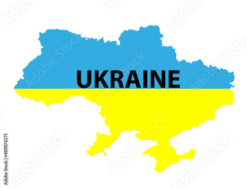 Vector Illustration of the Flag Incorporated Into the Map of Ukraine