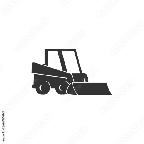 Snowplow truck or snow blower car black silhouette vector illustration isolated.