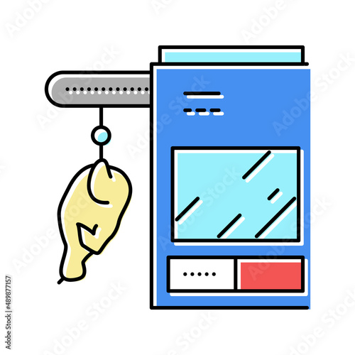 conveyor machine chicken factory color icon vector illustration