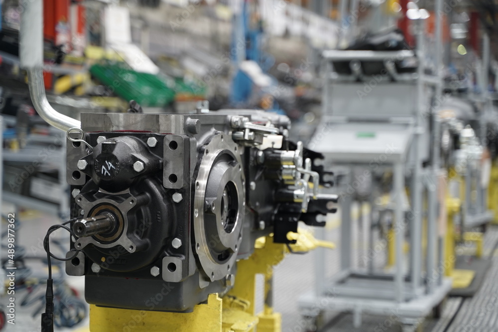 Large Tractor Engine Production in Modern Factory Large Tractor Engine Production in Modern Factory