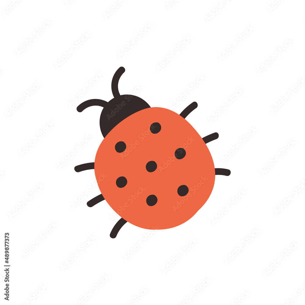 Cute childish red ladybug isolated on a white background. Cartoon vector illustration. Cute childish red ladybug isolated on a white background. Cartoon vector illustration.