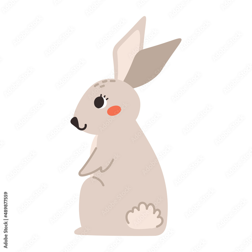 Cute beige rabbit isolated on a white background. Cartoon vector illustration. Cute beige rabbit isolated on a white background. Cartoon vector illustration.