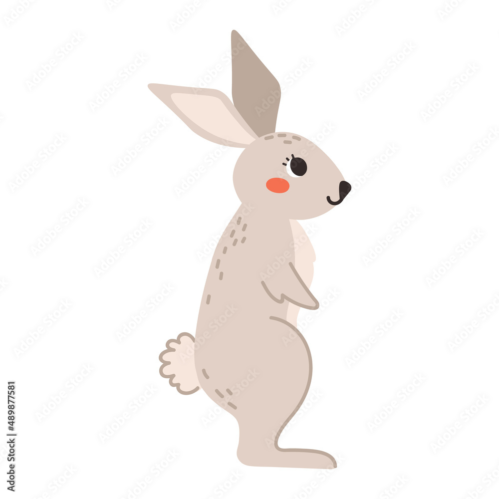 Cute beige rabbit isolated on a white background. Cartoon vector illustration. Cute beige rabbit isolated on a white background. Cartoon vector illustration.