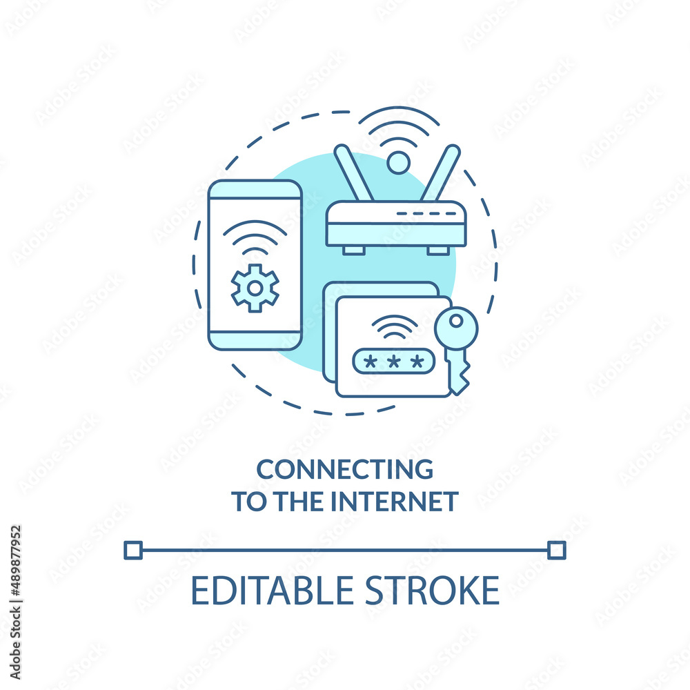 Connecting to turquoise concept icon. Digital basic foundation