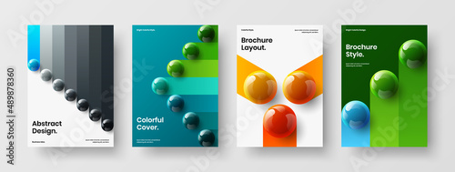 Premium realistic balls cover template composition. Unique flyer design vector concept collection.