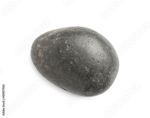 Grey spa stone isolated on white  top view