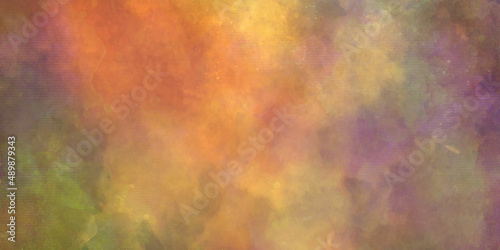 Abstract watercolor background Colorful smooth ink orange, pink and yellow shades grunge watercolor background. Abstract aquarelle painted paper textured stain element for text design, retro invitatio
