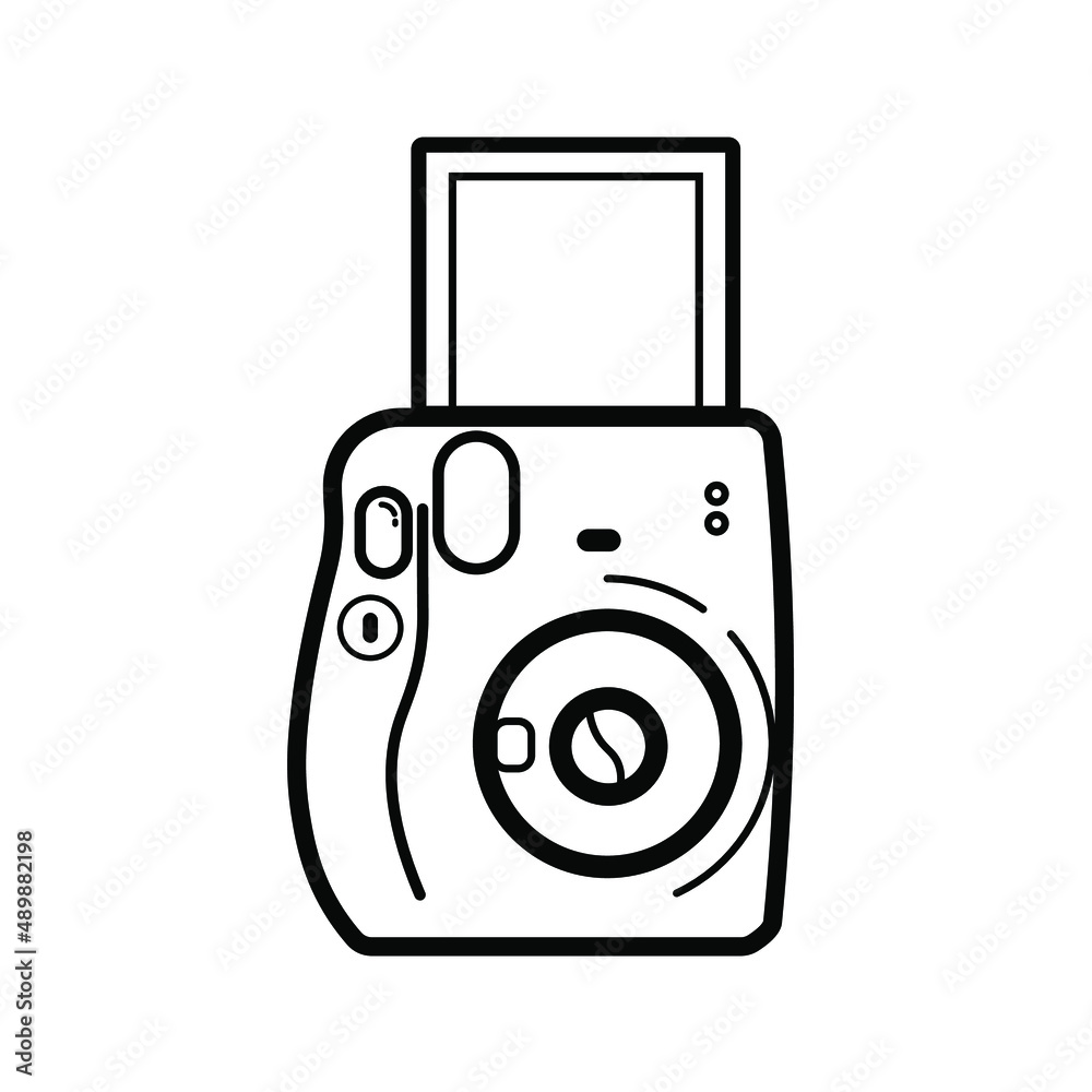 Modern Instant print camera outline in isolated icon symbol Modern Instant print camera outline in isolated icon symbol