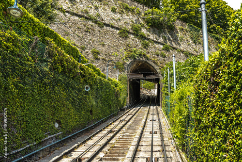 Bergamo-San Vigilio funicular tunnel leading to the Upper Town of Bergamo.