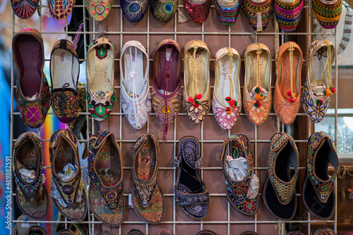 Muscat,Oman - March 05,2019 : All kinds of souvenirs exhibited in market shops of the old town Mutrah.