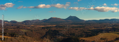 panoramic view of the Puy-de-Dome and the Puy-de-Come, massif of the volcanoes of Auvergne