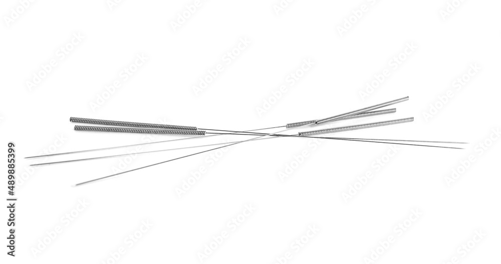 Many needles for acupuncture on white background Many needles for acupuncture on white background