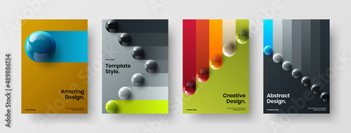Colorful company cover design vector concept composition. Amazing 3D balls postcard layout collection.