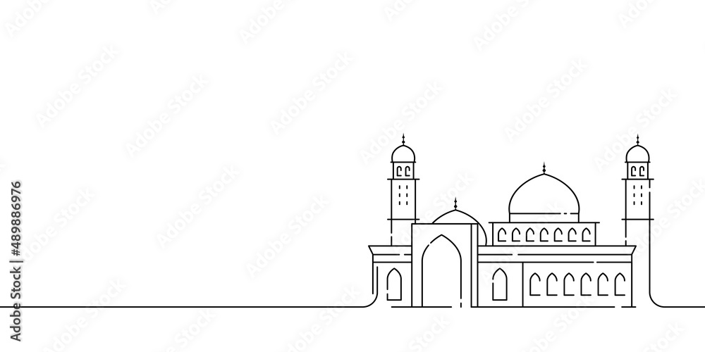 Mosque icon vector line art design vector illustration