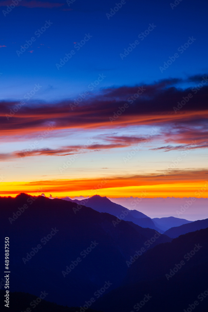 Asia culture - Beautiful landscape of fantasy dramatic sunrise sky in Taroko National Park, Hehuan Mountain, Taiwan , Beautiful landscape of highest mountains
