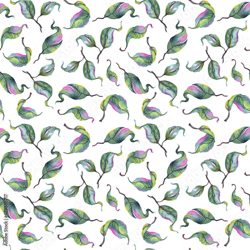 Leaves. Watercolor. Seamless pattern. Hand-painted 