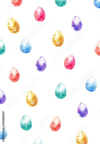 Hand drawn watercolor easter egg pattern