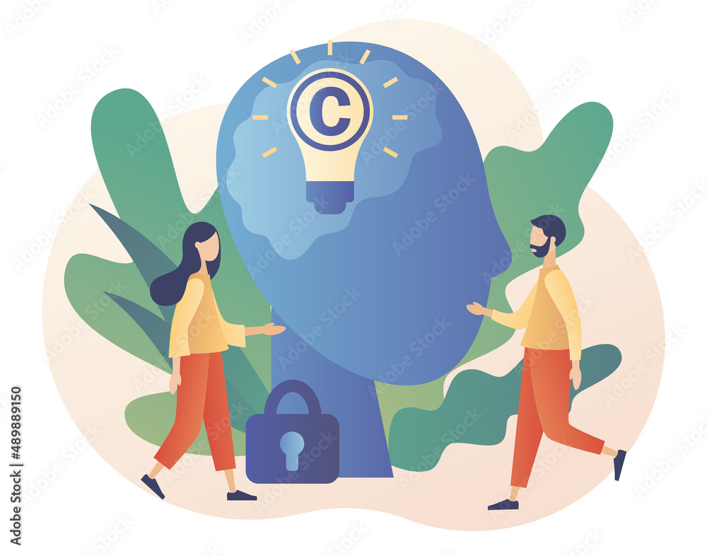 Intellectual property. Copyright. Tiny authors protecting idea's legal ...