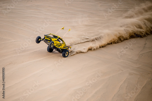 Doha,Qatar,February 23, 2018: Off road buggy car in the sand dunes of the Qatari desert.