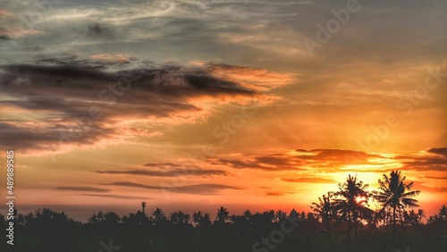 sunset over the field, bali