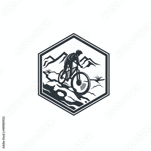 illustration of mountain bike, outdoor sport, vector art.