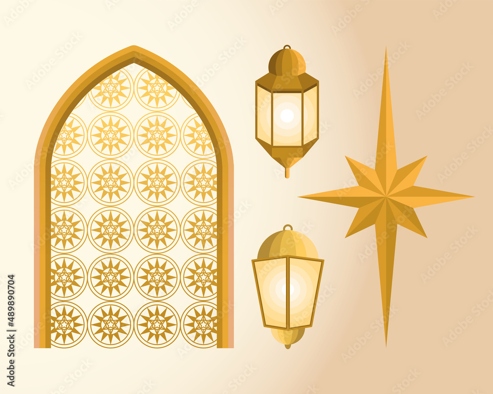 four ramadan kareem icons