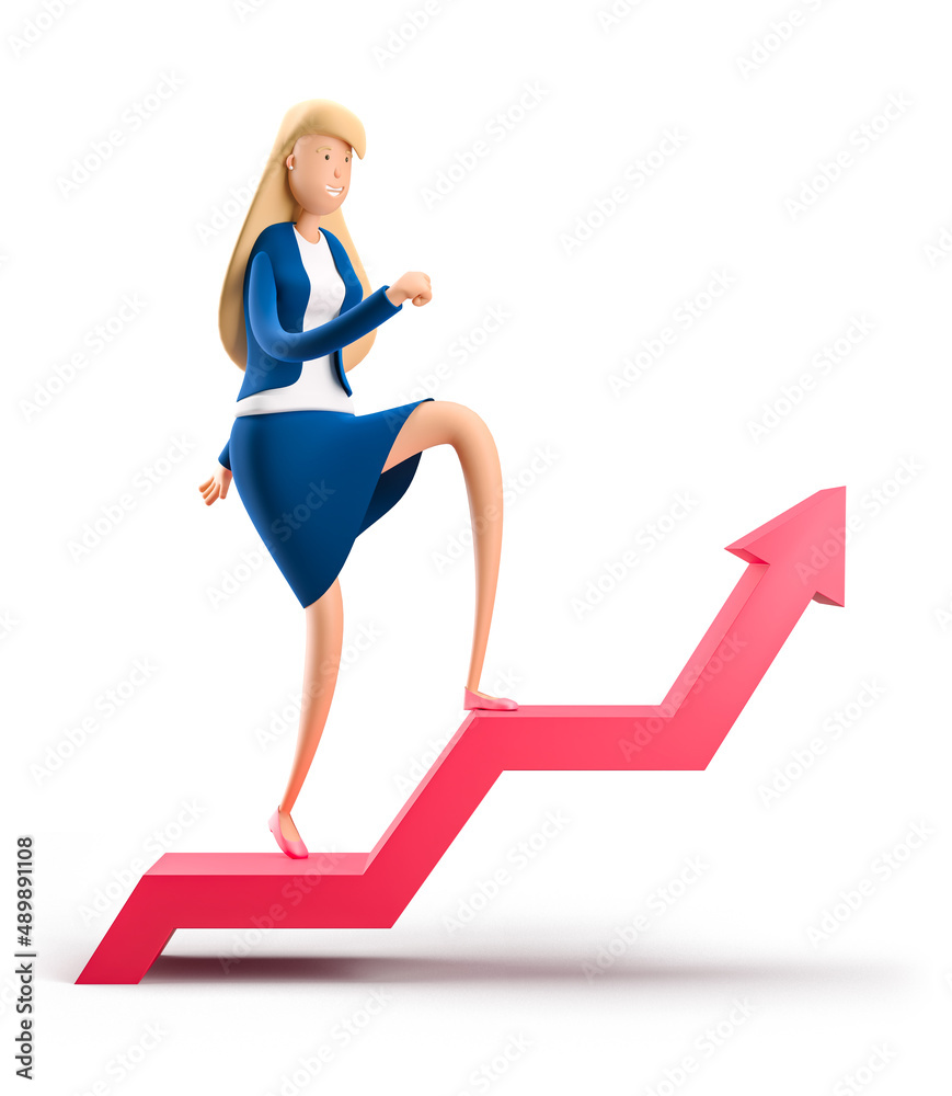 Φωτογραφία Young business woman Emma it goes up the arrow of the graph