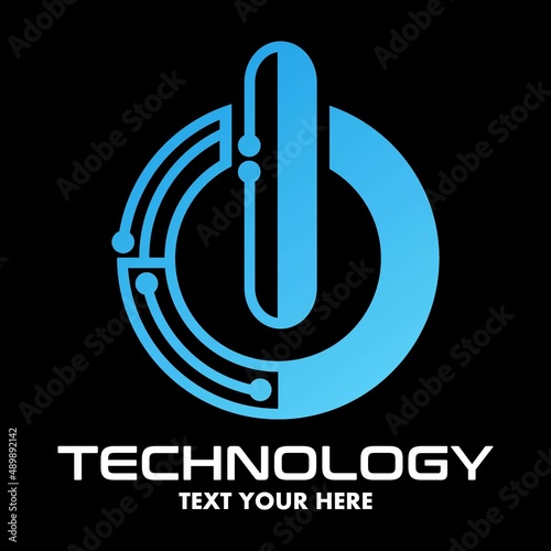 Power button technology vector logo template. This design use modern style. Suitable for digital shape.