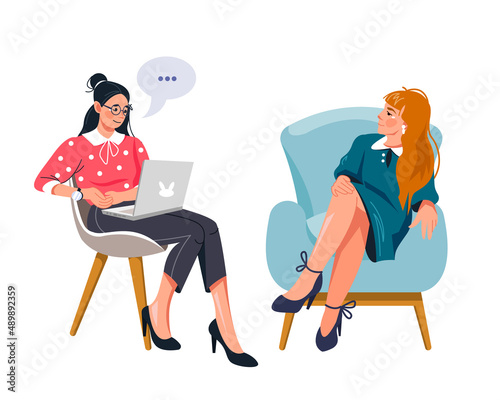 The psychotherapist conducts an individual session with his patient. Vector concept of social therapy. Working with feelings and emotions, mental health