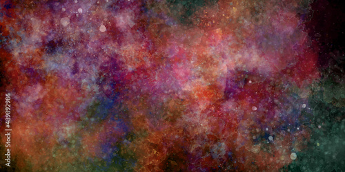 abstract colorful background with paint adn Nebula an interstellar cloud of star dust. Starry deep outer space. 