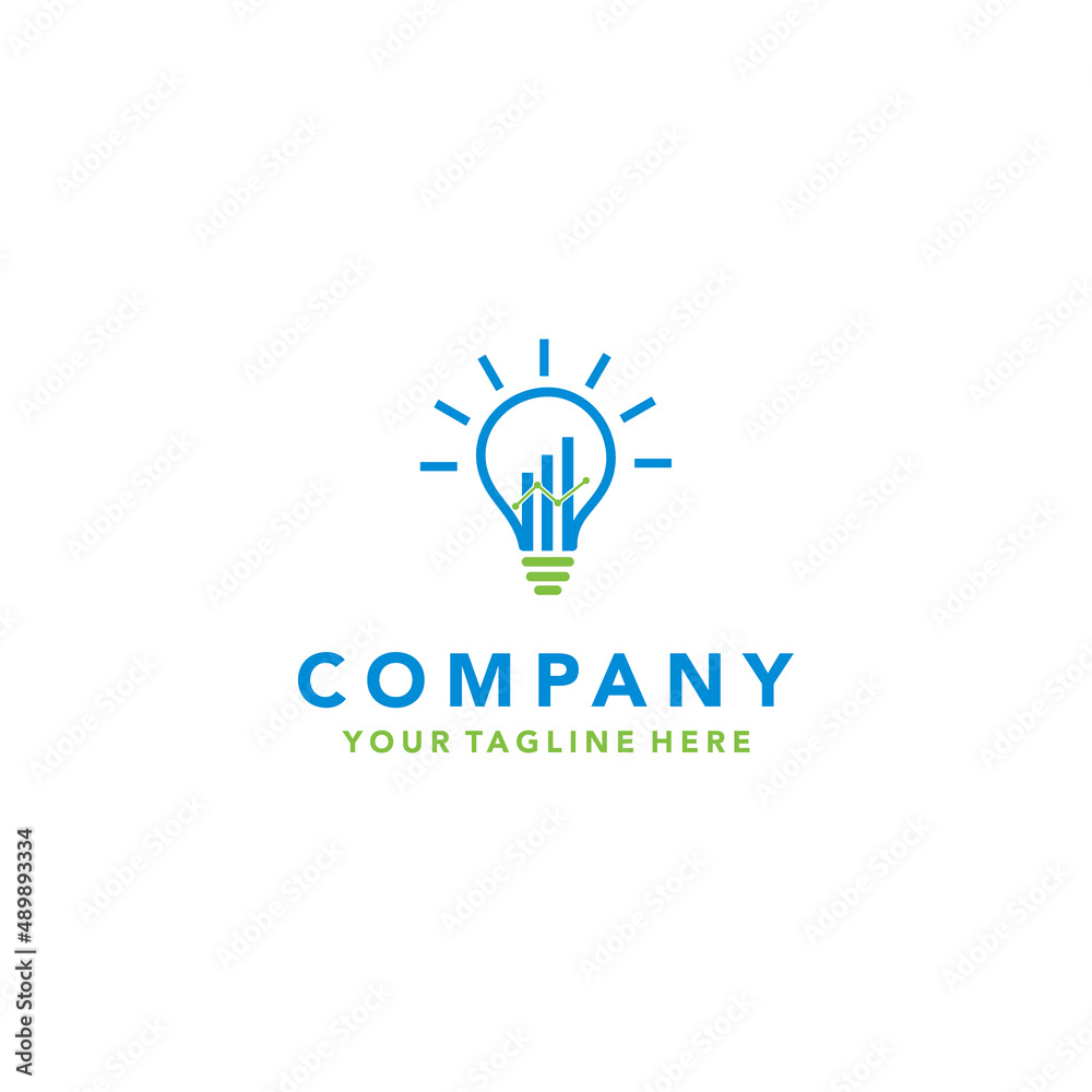 Bulb logo idea design concept financial symbol and icon lamp vector. Smart idea logo used for studio, professional and agency.