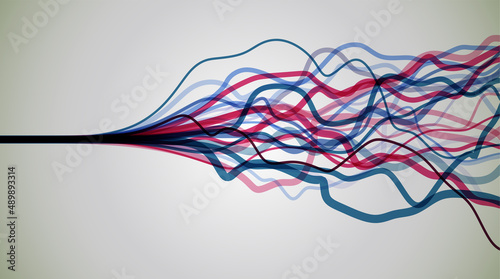 Big data visualization. Information analytics concept. Abstract stream information with line array. Filtering machine algorithms. Sorting data. Vector