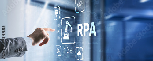 RPA Robotic Process Automation system. Big data and business concept photo