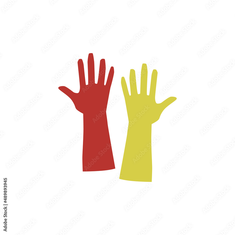 Industrial protective latex gloves, flat cartoon vector illustration isolated. Industrial protective latex gloves, flat cartoon vector illustration isolated.
