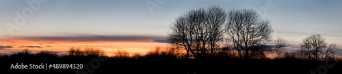 Europe, UK, England, Oxfordshire sunset panorama