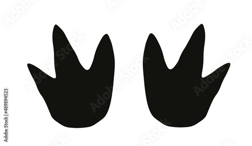 Penguin foot print in black color. Bird paw trace