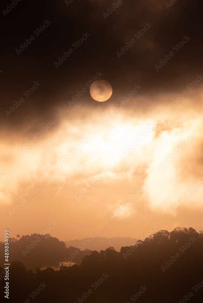 Obraz premium Beautiful morning scenery at a lake with warm colors of the sunrise