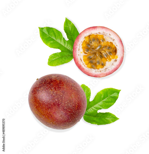 Fresh passion fruit on white background,Top view