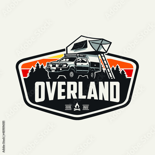 Overland truck emblem ready made logo template vector isolated