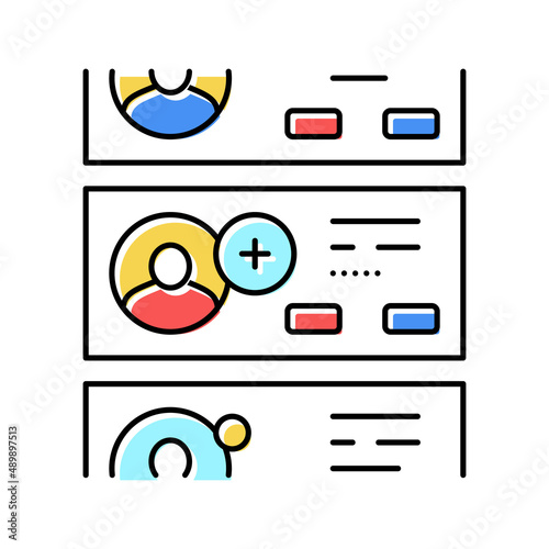 list of prospective friends color icon vector illustration