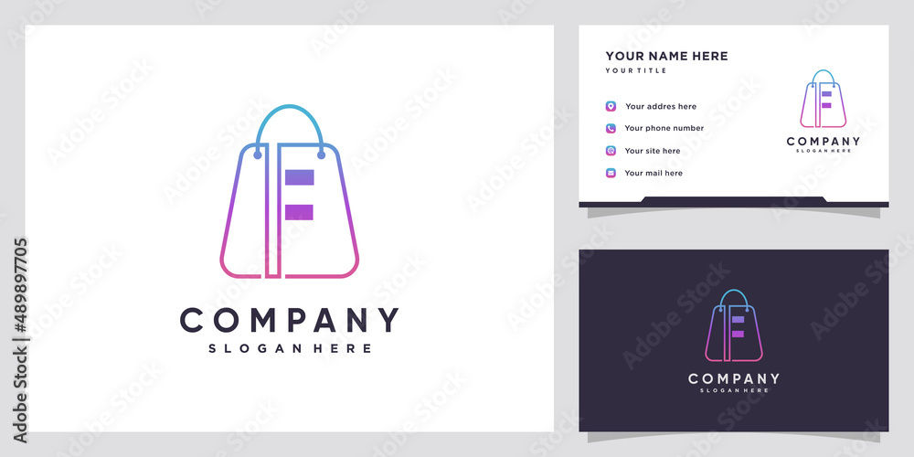 Bag and latter F logo design with creative concept Bag and latter F logo design with creative concept