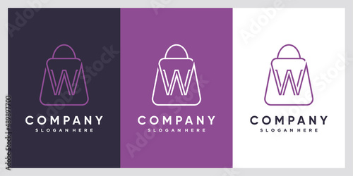 Bag and latter W  logo design with creative concept