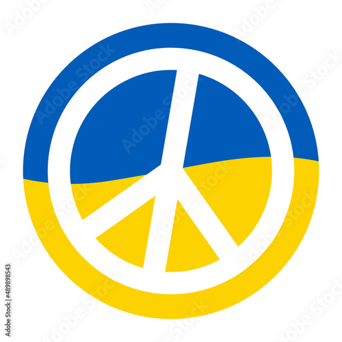 Ukrainian flag in circle with peace icon