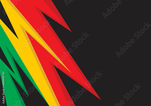 Abstract background with spikes and zigzag pattern and with Jamaican color theme