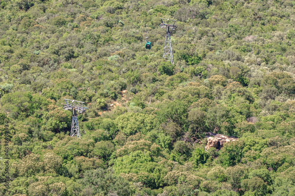 Hartbeespoort Aerial Cableway, Cable car going up Magaliesberg mountain, North West Province, South Africa